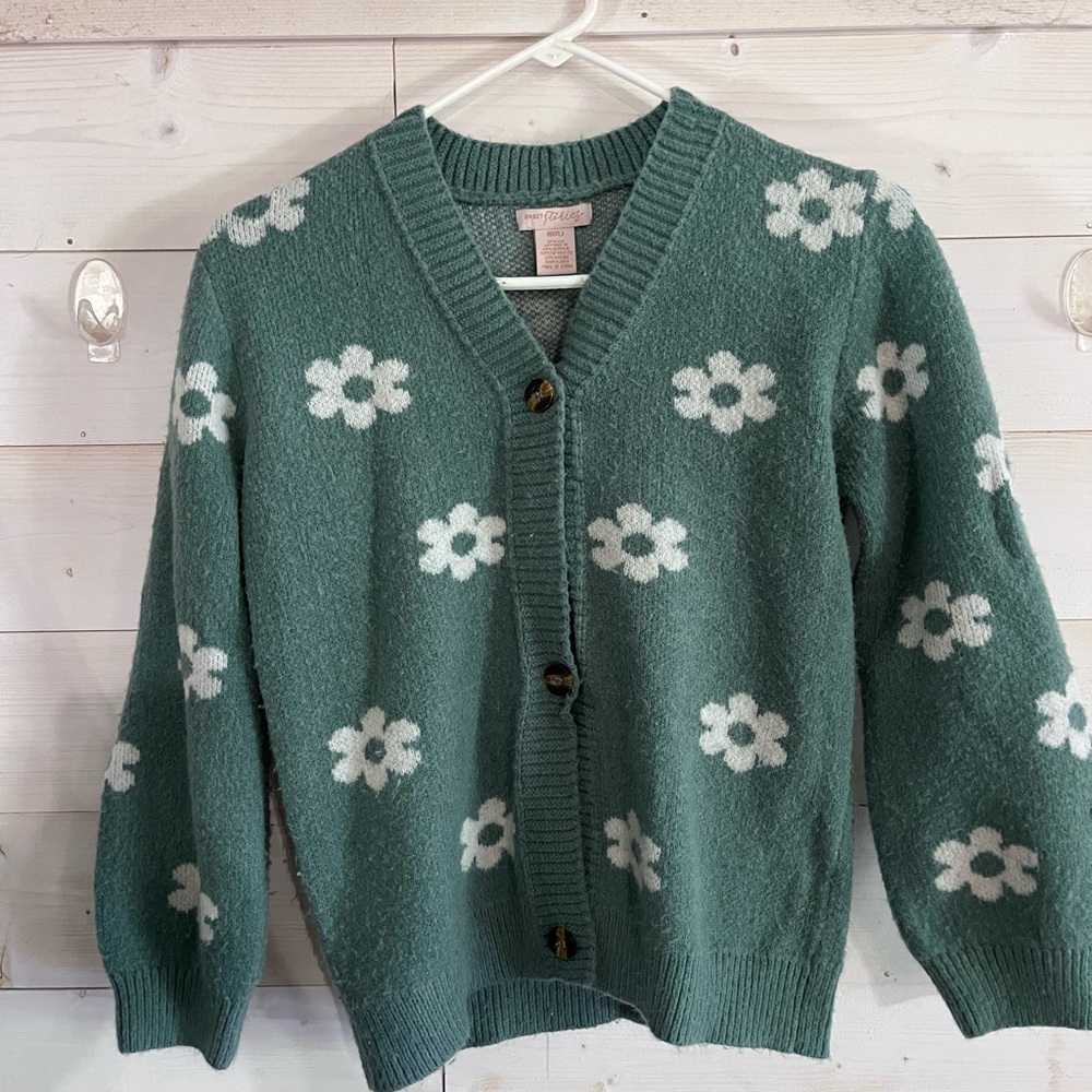 Green Floral Women's Sweater